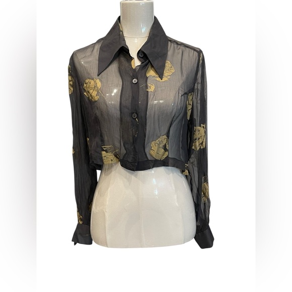 Dries Van Noten 1994 Spring/Summer 1st Runway Collection sheer black silk Sz:44 - Picture 2 of 10